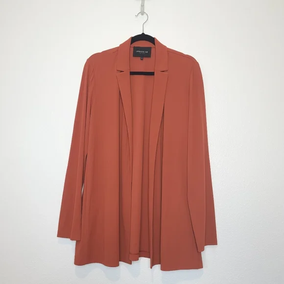 Lafayette 148 Women’s Rainey Matte Jersey Open Front Blazer–Rust Orange–Size L - Picture 3 of 11